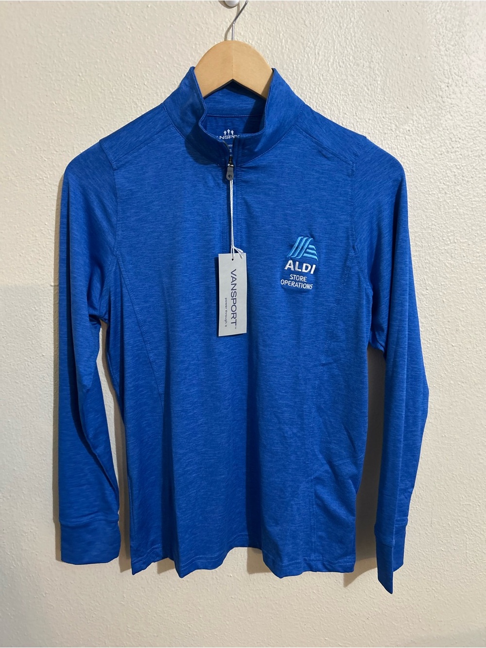 ALDI Store Operations Blue Quarter-Zip Performance Pullover Sweater Employee XS
